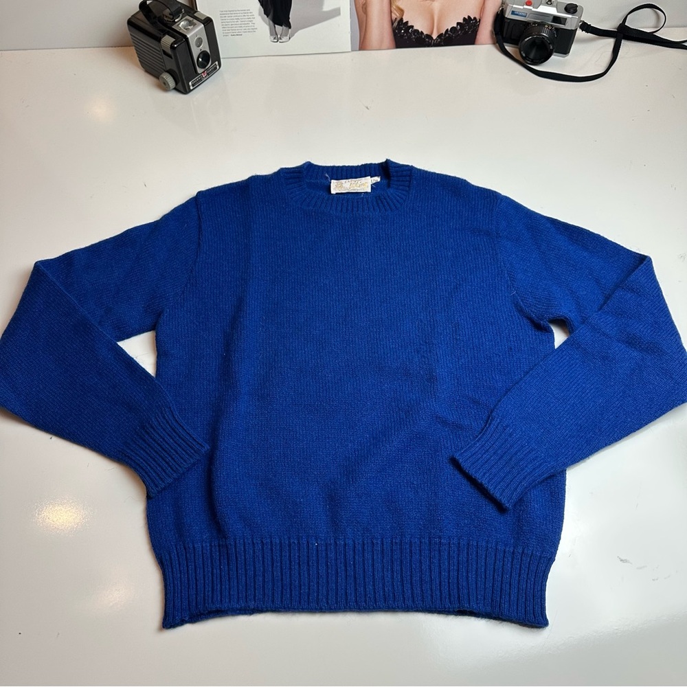 Vintage USA-Made Royal Blue Wool Crewneck Sweater | Ivy / Quiet Luxury